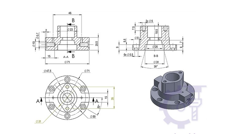 Bản vẽ gia công tiện CNC